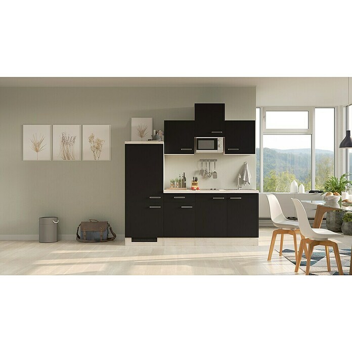 Flex-Well Turin Singleküche mit Mikrowelle (Breite: 210 cm, Anthrazit, Mit Elektrogeräten) | BAUHAUS
