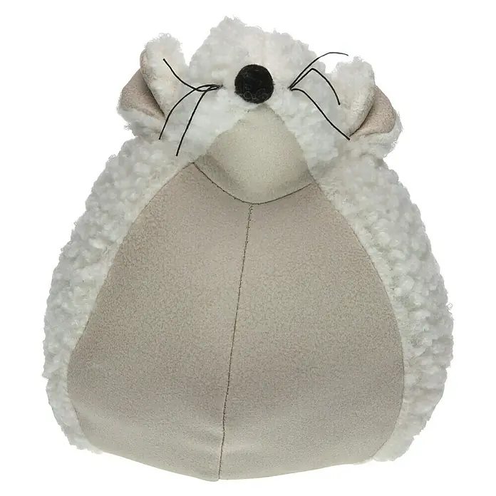 Versa Tope de puerta Ratón blanco - L x An x Al: 11 x 11 x 26 cm, Blanco - Primer plano de un lindo tope de puerta de erizo blanco, con ojos de botón y bigotes, perfecto para agregar encanto a cualquier hogar.