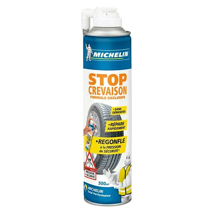 Michelin Spray antipinchazos - 500 ml - Spray reparador de neumáticos Michelin para un sellado rápido y seguro de pinchazos sin desmontar. Restaura presión inmediatamente.