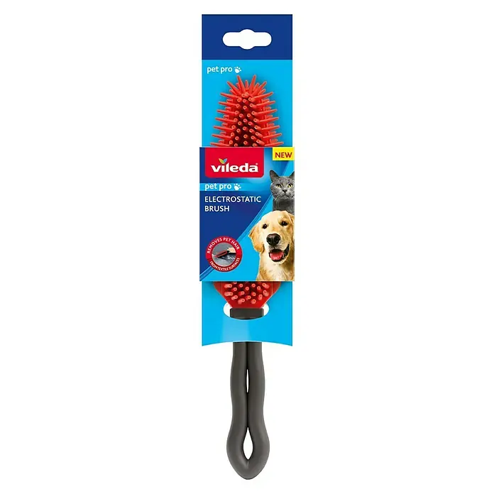 Vileda pet pro Tierhaar-Entferner Electrostatic Brush - Rot/Schwarz, Material Borsten: Gummi, Kunststoff - Vileda Pet Pro Electrostatic Brush, ideal zur einfachen Entfernung von Tierhaaren von Textiloberflächen. Praktischer Helfer für Tierbesitzer.