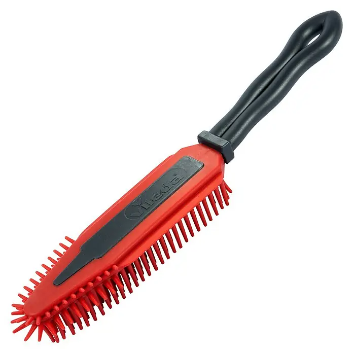Vileda pet pro Tierhaar-Entferner Electrostatic Brush - Rot/Schwarz, Material Borsten: Gummi, Kunststoff - Bild einer roten Vileda-Fugenbürste mit grauem Griff zum Reinigen von Fugen und schwer zugänglichen Stellen im Haushalt.