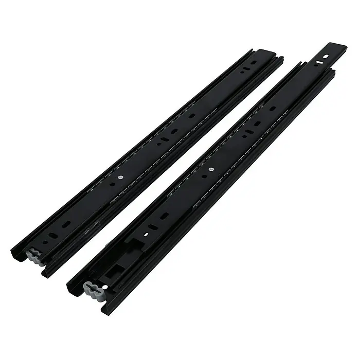 Suki Guía para cajones - Montaje lateral, L x An x Al: 400 x 45 x 28 mm - Un par de guías para cajones negras con correderas con rodamientos de bolas. Ideal para cajones en talleres o en casa.