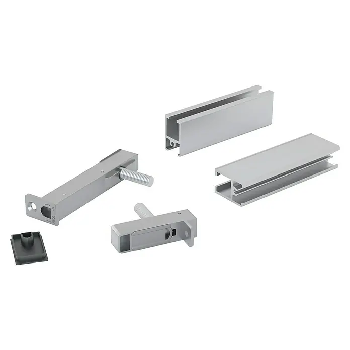 Knauf Pocket Kit Easy Holzschiebetür-Beschlag - Silber, Knauf Pocket Kit Easy Schiebetürsystem - Silberfarbene Aluminiumprofile für Schiebetürsysteme, mit passenden Endkappen und Justierschrauben.