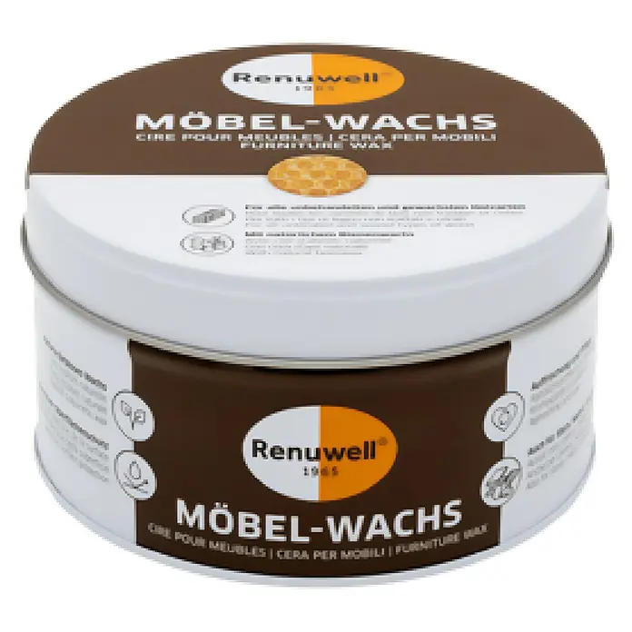 Renuwell Möbelwachs - 500 ml - Möbelwachs von Renuwell für die Möbelpflege. Ideal zum Schutz und zur Pflege von Holzoberflächen, erhältlich im runden Behälter.