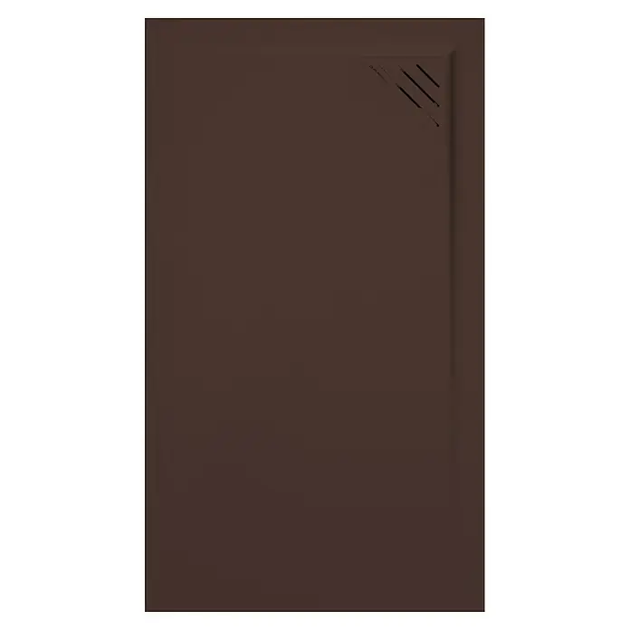 Duplach Plato de ducha Mío - L x An: 100 x 80 cm, Material compuesto, Chocolate, Rejilla a la derecha - Plato de ducha marrón con diseño moderno y desagüe integrado para un baño elegante.