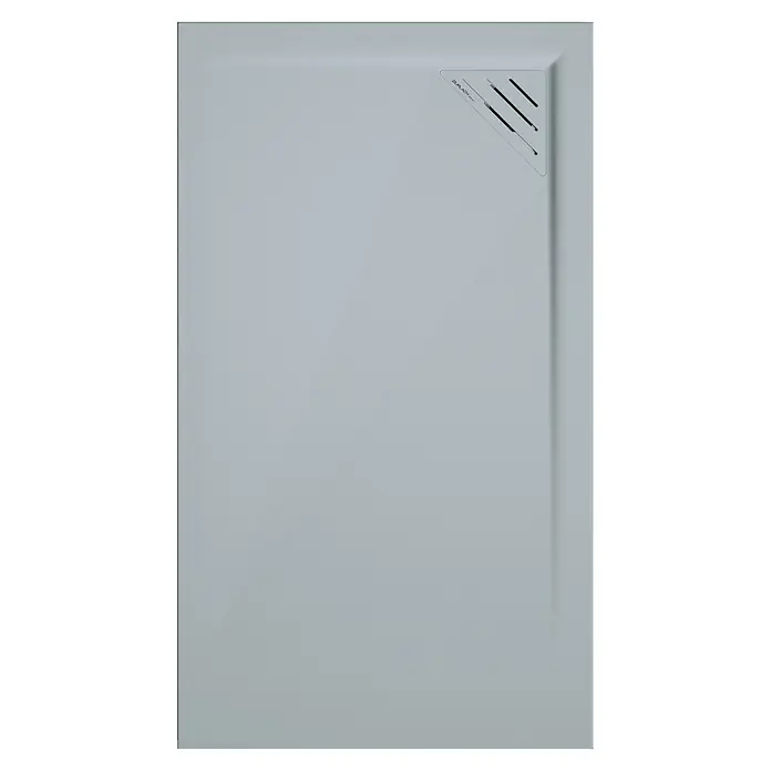 Duplach Plato de ducha Mío - L x An: 110 x 80 cm, Material compuesto, Gris, Rejilla a la derecha - Plato de ducha gris con una cubierta de desagüe triangular en la esquina, diseñado para drenar el agua eficientemente.