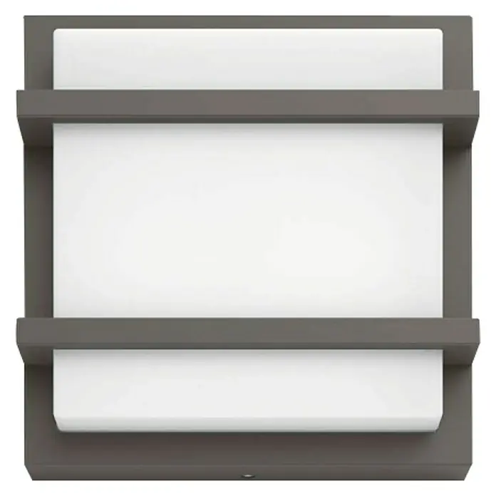 Philips Aplique exterior LED Petronia - 12 W, 53 x 190 x 190 mm, Antracita, Blanco, IP44 - Moderna lámpara de pared LED gris con un diseño rectangular, ideal para uso exterior que proporciona una iluminación brillante y eficiente.