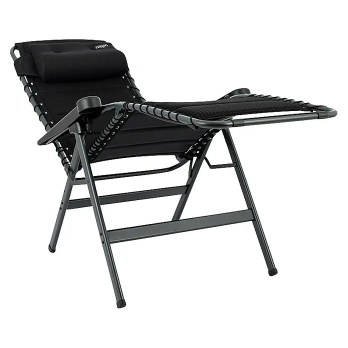 Crespo Relaxsessel Air Deluxe - L x B x H: 78 x 71 x 119 cm, Schwarz - Schwarzer Relaxsessel mit verstellbarer Kopfstütze und bequemem Design für entspannte Momente im Garten oder auf der Terrasse.
