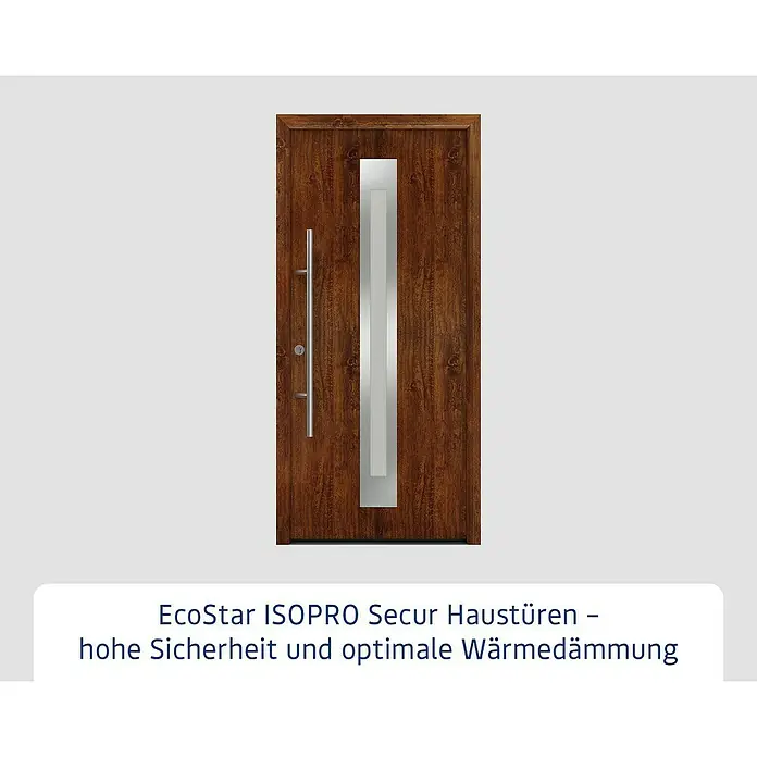 Hörmann EcoStar Haustür ISOPRO Secur IPS 770S - 110 x 210 cm, DIN Anschlag: Links, Dark Oak - EcoStar ISOPRO Haustür Secur mit Holzstruktur, einem vertikalen Glaselement und einem langen Griff. Hohe Sicherheit und Wärmedämmung.