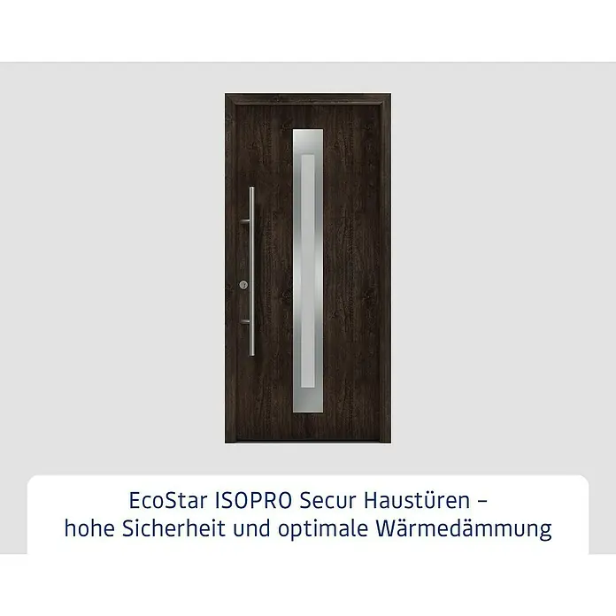 Hörmann EcoStar Haustür ISOPRO Secur IPS 770S - 110 x 210 cm, DIN Anschlag: Links, Night Oak - EcoStar ISOPRO Secur Haustür aus Holz mit Glaseinsatz und Griff, hohe Sicherheit und Wärmedämmung.