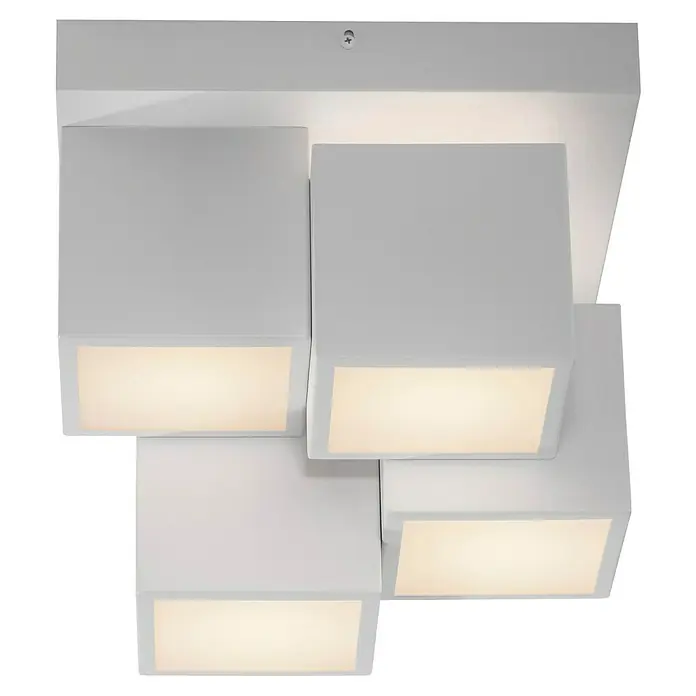 Just Light LED-Deckenleuchte Tetris - 19 W, L x B x H: 30 x 30 x 25 cm, Weiß, Warmweiß - Moderne Deckenleuchte mit vier quadratischen, weißen Lichtquellen. Ideal für Wohnzimmer oder Flur, sorgt für helles und stilvolles Licht.