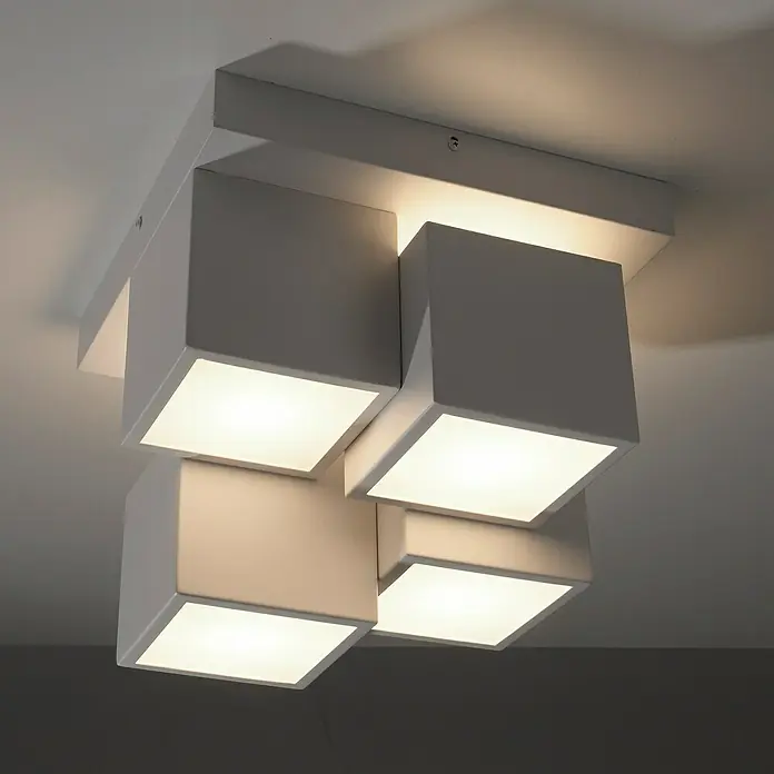 Just Light LED-Deckenleuchte Tetris - 19 W, L x B x H: 30 x 30 x 25 cm, Weiß, Warmweiß - Moderne Deckenleuchte mit quadratischen, weißen Lichtelementen, die ein helles, warmes Licht abstrahlen.