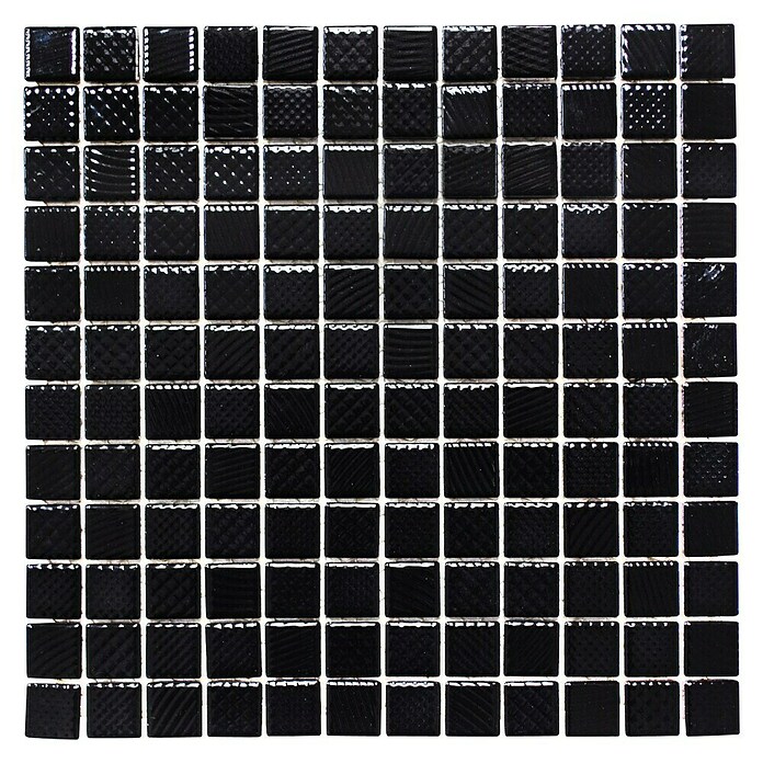 Mosaikfliese Quadrat CG 123 (29,8 x 29,8 cm, Schwarz, Glänzend)