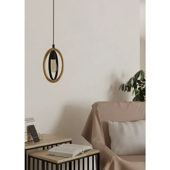 Eglo Basildon Lámpara colgante redonda (40 W, Ø x Al: 19 x 110 cm, Negro, E27) | BAUHAUS
