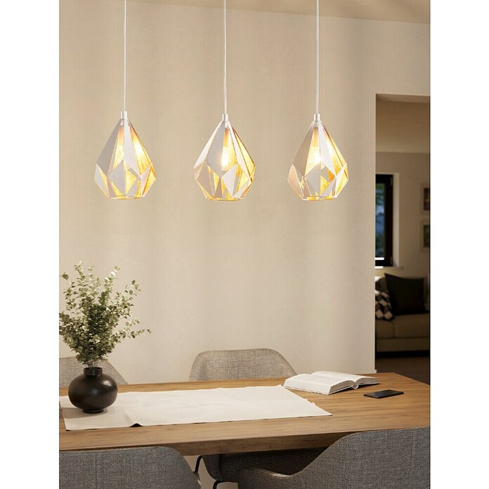 Eglo Carlton 1 Lámpara colgante (180 W, L x An x Al: 80,5 x 20,5 x 110 cm, Blanco, Blanco, E27) | BAUHAUS
