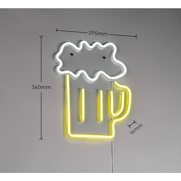 Reality Leuchten Wandlamp NEON Licht Beer (l x b x h: 1,6 x 29,5 x 36 cm) | BAUHAUS