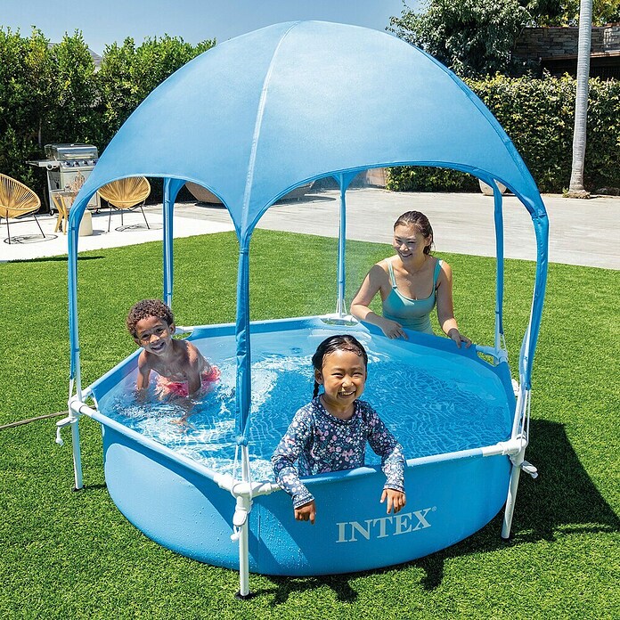 Intex Piscina Frame con toldo (Ø x Al: 183 x 83 cm, Azul, 700 l) | BAUHAUS