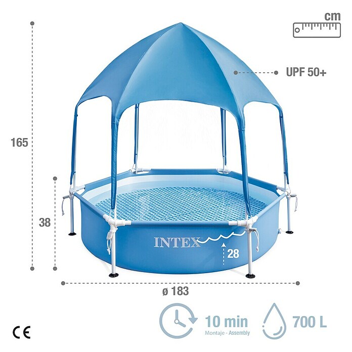 Intex Piscina Frame con toldo (Ø x Al: 183 x 83 cm, Azul, 700 l) | BAUHAUS