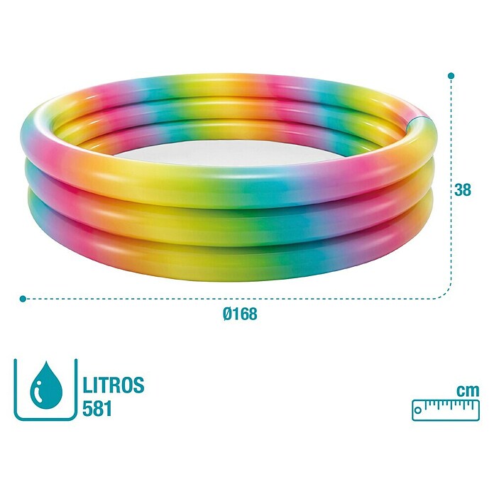 Intex Piscina hinchable 3 Aros (Ø x Al: 168 x 38 cm, 581 l, Multicolor) | BAUHAUS