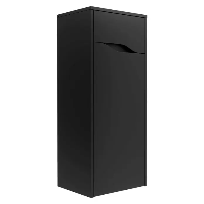 Camargue Curve Midischrank - B x T x H: 40,2 x 32,7 x 98,4 cm, Schwarz, DIN Anschlag: Rechts - Schwarzes Badezimmer-Hängeschrank mit einer Schublade und einem modernen, wellenförmigen Griff. Elegantes Design für Stauraum.