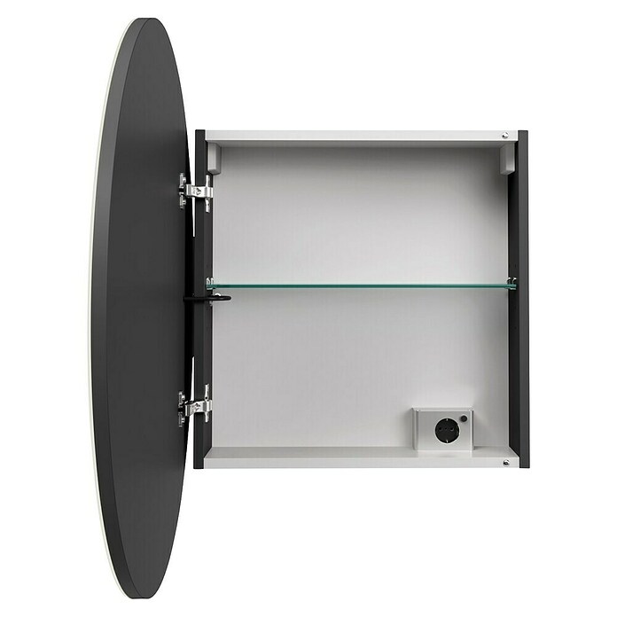 Camargue Point LED-Spiegelschrank (B x H: 74 x 74 cm, Holz, Anthrazit, DIN Anschlag: Links) | BAUHAUS