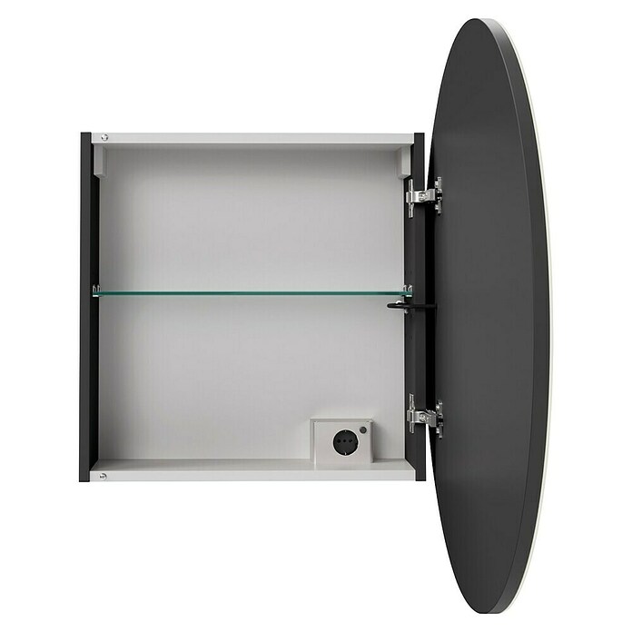 Camargue Point LED-Spiegelschrank (B x H: 74 x 74 cm, Holz, Anthrazit, DIN Anschlag: Rechts) | BAUHAUS