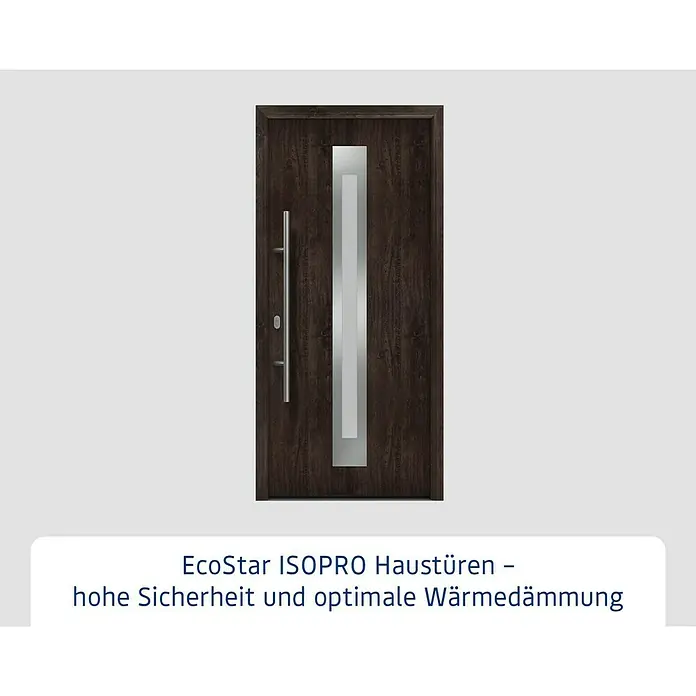 Hörmann EcoStar Haustür ISOPRO IP 770S - 110 x 210 cm, DIN Anschlag: Links, Night Oak - Moderne Haustür mit Holzoberfläche und vertikalem Glaseinsatz.
