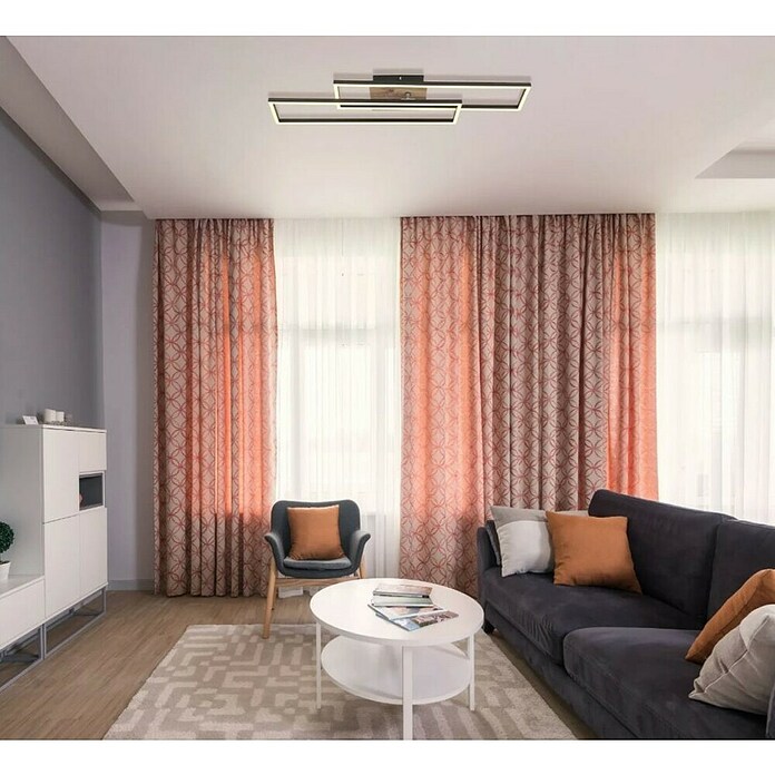 Globo LED stropna svjetiljka Dakari  (30 W, D x Š x V: 800 x 600 x 80 mm, Crna, smeđa, Topla bijela) | BAUHAUS