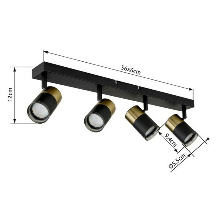 Globo Stropna spot svjetiljka Brisbon  (25 W, D x Š x V: 560 x 60 x 120 mm, Crna, GU10) | BAUHAUS