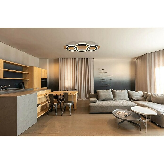 Globo LED stropna svjetiljka Jayden  (50 W, D x Š x V: 730 x 350 x 70 mm, Crna, smeđa, Topla bijela) | BAUHAUS