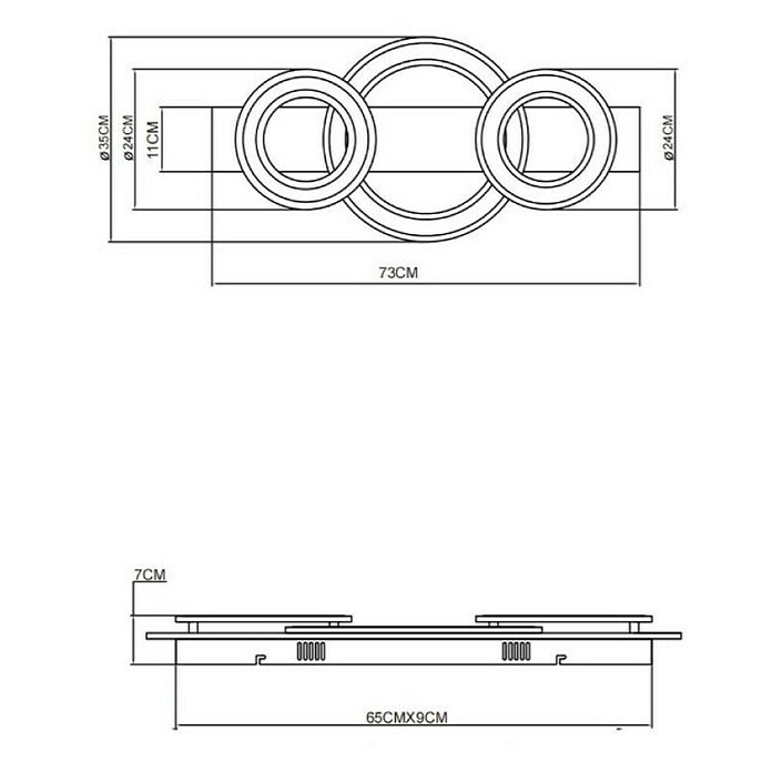 Globo LED stropna svjetiljka Jayden  (50 W, D x Š x V: 730 x 350 x 70 mm, Crna, smeđa, Topla bijela) | BAUHAUS