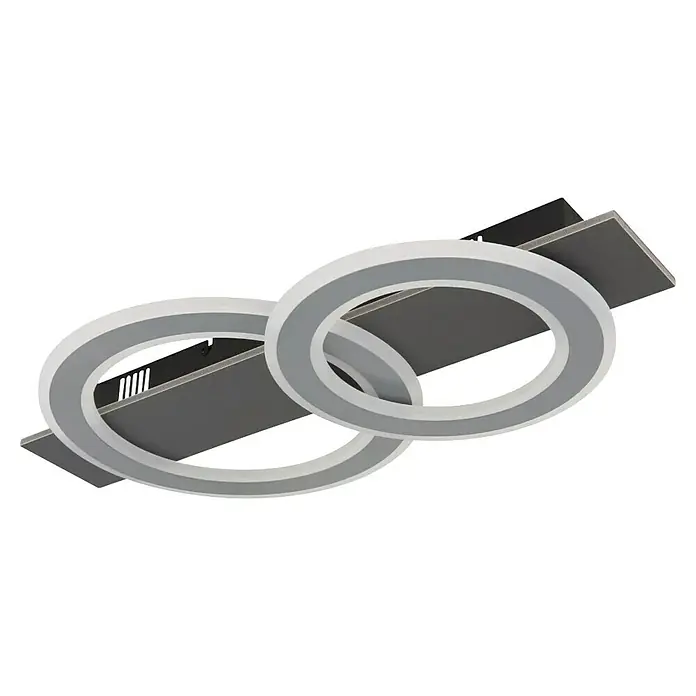 Globo LED-Deckenleuchte Jayden - 40 W, L x B x H: 630 x 350 x 70 mm, Warmweiß - Moderne Deckenleuchte mit zwei ineinandergreifenden Ringen und rechteckigen Elementen, die ein stilvolles und helles Ambiente erzeugt.