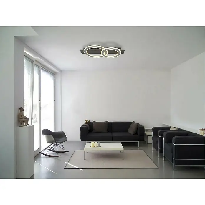 Globo LED-Deckenleuchte Jayden - 40 W, L x B x H: 630 x 350 x 70 mm, Warmweiß - Moderne Deckenleuchte mit kreisförmigem Design, die eine elegante Beleuchtungslösung für jeden Wohnraum bietet und ein stilvolles Ambiente schafft.