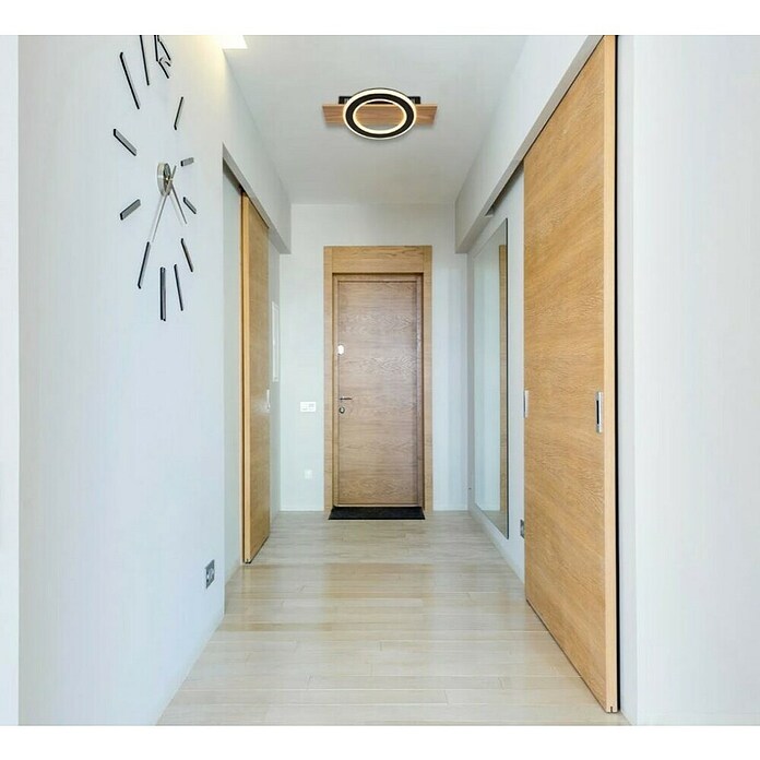 Globo LED stropna svjetiljka Jayden  (18 W, D x Š x V: 440 x 290 x 52 mm, Crna, smeđa, Topla bijela) | BAUHAUS
