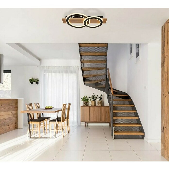 Globo LED stropna svjetiljka Jayden  (40 W, D x Š x V: 630 x 350 x 70 mm, Smeđa, crna, Topla bijela) | BAUHAUS