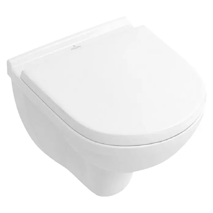 Villeroy & Boch O.novo Wand-WC Compact - Weiß - Diese Aufnahme zeigt eine elegante, wandhängende Villeroy & Boch Toilette in strahlendem Weiß, die durch ihr modernes Design besticht.