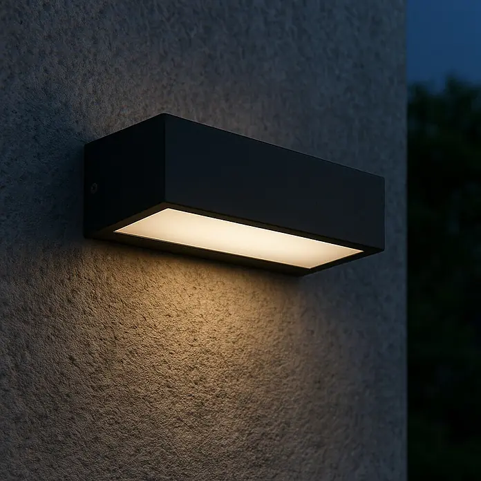 Forlight Aplique exterior Ara - 7,2 W, 4,4 x 8 x 17 cm, Antracita, IP65 - Lámpara de pared exterior negra moderna que emite una luz cálida y acogedora, acentuando la fachada con estilo.