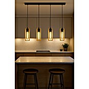 Eglo Lámpara colgante (160 W, L x An x Al: 116 x 5,5 x 110 cm, Negro/Marrón, E27, Número de bombillas: 4 ud.) | BAUHAUS