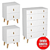 Meka Block Cómoda K-691 con mesitas de noche K-689 (Blanco poro, 3 pzs.) | BAUHAUS