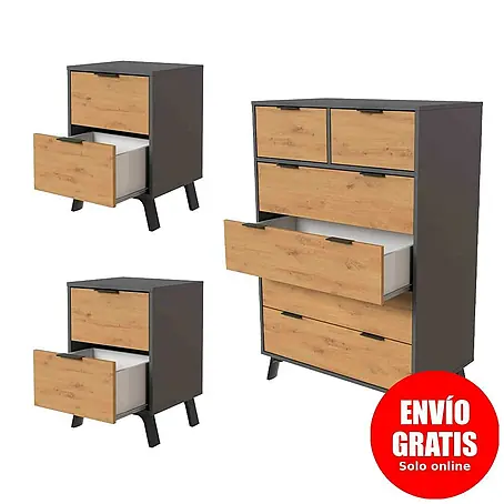Meka Block  Cómoda K-630 con mesitas de noche K-628