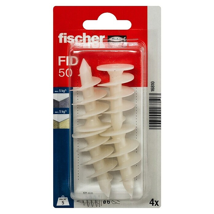 Fischer Vložek za izolacijske materiale FID 50 K  (Ø x Do: 25 x 50 mm, Plastika, 4 kos) | 1060 - Dübel | AADD - Dübel | AAD - Kleineisenwaren | AA - Eisenwaren | A - Eisenwaren | BAUHAUS