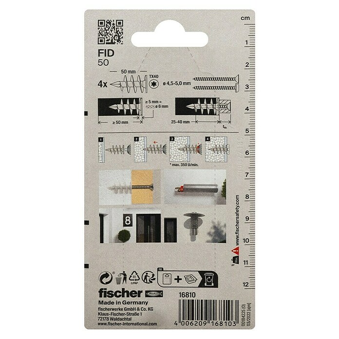 Fischer Vložek za izolacijske materiale FID 50 K  (Ø x Do: 25 x 50 mm, Plastika, 4 kos) | 1060 - Dübel | AADD - Dübel | AAD - Kleineisenwaren | AA - Eisenwaren | A - Eisenwaren | BAUHAUS