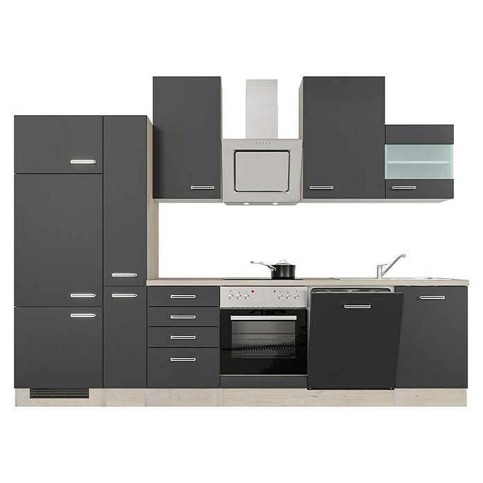 Flex-Well Turin Küchenzeile Typ 6 (Breite: 310 cm, Anthrazit, Mit Elektrogeräten) | BAUHAUS