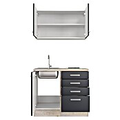 Flex-Well Turin Miniküche (Breite: 100 cm, Anthrazit, Mit Elektrogeräten) | BAUHAUS