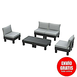 Keter Conjunto de muebles Elements (Número de personas máx.: 4, 6 pzs., Polipropileno, Negro/Gris)