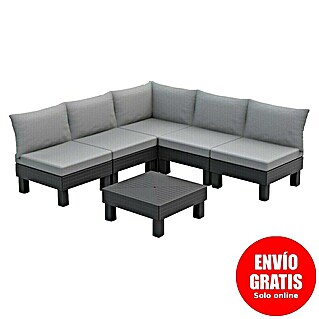 Keter Conjunto de muebles Elements (Número de personas máx.: 6, 7 pzs., Polipropileno, Negro/Gris)