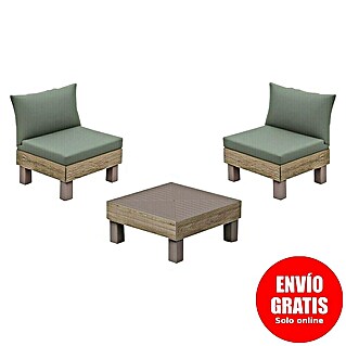 Keter Conjunto de muebles Elements (Número de personas máx.: 2, 3 pzs., Polipropileno, Verde/Madera)