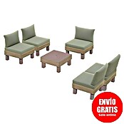 Keter Conjunto de muebles Elements II (Número de personas máx.: 5, 6 pzs., Polipropileno, Verde/Madera) | BAUHAUS