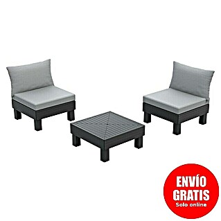 Keter Conjunto de muebles Elements (Número de personas máx.: 2, 3 pzs., Polipropileno, Negro/Gris)