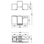Flex-Well Turin Singleküche (Breite: 150 cm, Anthrazit, Mit Elektrogeräten) | BAUHAUS